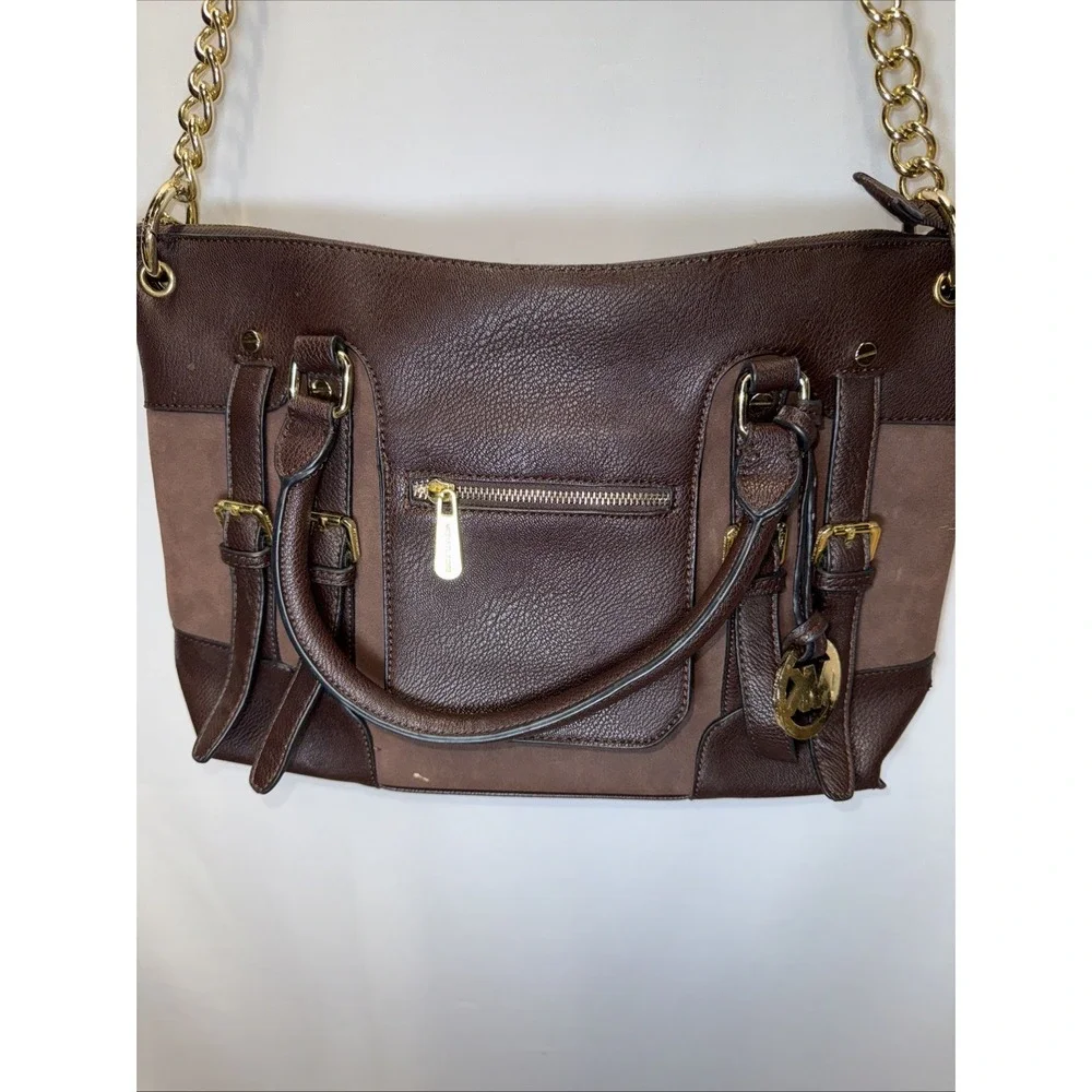 MICHAEL KORS DK CHOCOLATE SLIM SATCHEL PURSE excellent‎ condition